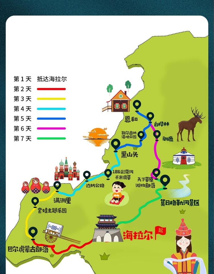 定制旅行 呼伦贝尔旅游满洲里海拉尔7日亲子游大草原包车团购小团 行程图 43